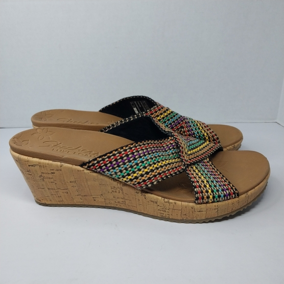 Skechers Beverly Delighted Womens 10 Luxe Foam Rainbow Woven Open Toe Sandals - Picture 8 of 9